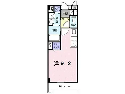 パークサイドKS(ワンルーム/1階)の間取り写真