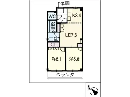 エルハイム I(2LDK/1階)の間取り写真