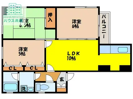 七福マンション八幡町(3DK/4階)の間取り写真