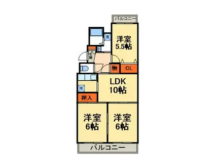 ロイヤルコートおゆみ野(3LDK/1階)の間取り写真