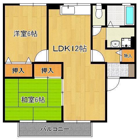 セジュールやつえB棟(2LDK/2階)の間取り写真