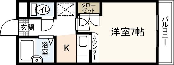 エステートベネフィット桑原(1K/1階)の間取り写真
