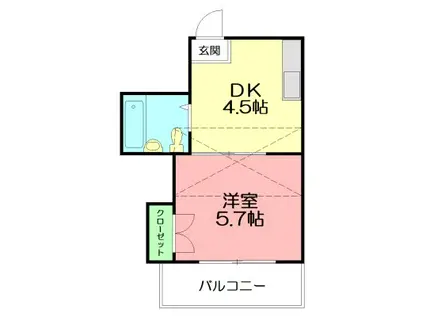 メゾン・ド・アンジュ(1DK/2階)の間取り写真