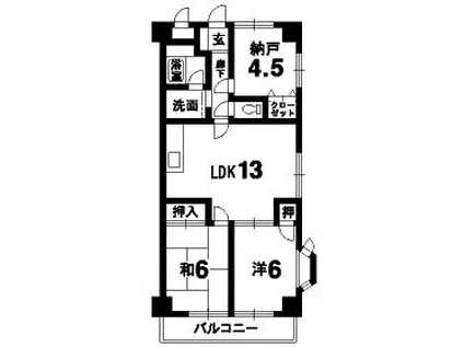 サンセール二軒屋ウエスト(3LDK/3階)の間取り写真