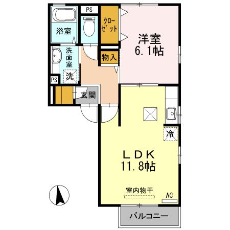ピノ カーサ(1LDK/1階)の間取り写真