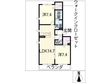 長良川サンハイツ A(2LDK/1階)の間取り写真