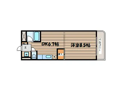 小松島アベニュー(1DK/4階)の間取り写真