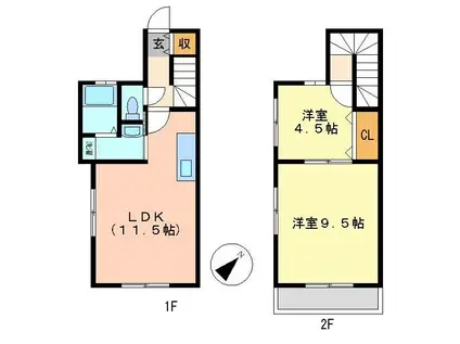 八朔ハウス A(2LDK/1階)の間取り写真