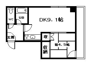 第2遠野ビル(1DK/9階)の間取り写真