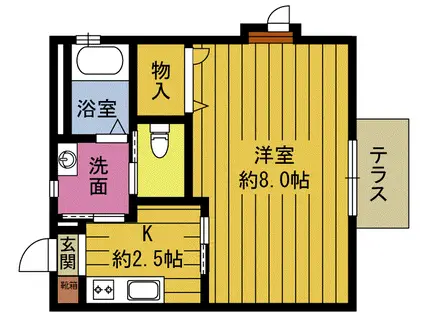 ディアス三川II(1K/2階)の間取り写真