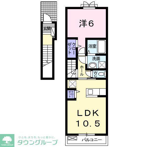 ラフレシール ガーデン(1LDK/2階)の間取り写真