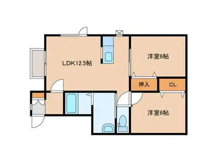 ビューアネックスII(2LDK/2階)の間取り写真