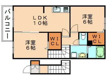 ファミールメゾンB(2LDK/2階)の間取り写真