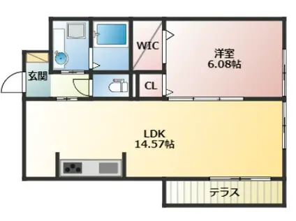 LA VILLA A棟(1LDK/2階)の間取り写真