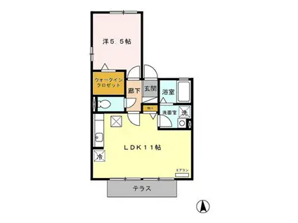 マリオン神の倉(1LDK/1階)の間取り写真