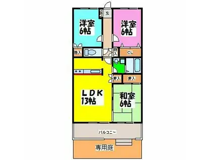 ユニークM(3LDK/1階)の間取り写真