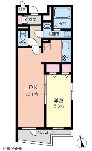 エムクォート三軒茶屋(1LDK/1階)の間取り写真