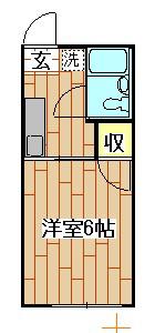 シティハイム中田A(1K/2階)の間取り写真