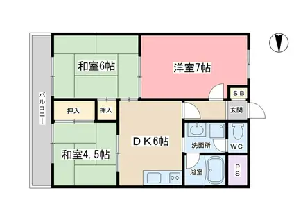 シャトー音羽(3DK/1階)の間取り写真