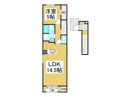 メゾンラテ稲葉(1LDK/2階)の間取り写真