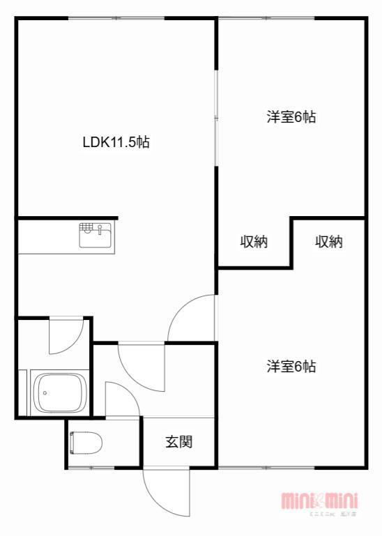 ハイツ西岡(2LDK/1階)の間取り写真