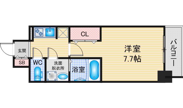 S-RESIDENCE庄内通駅前CURERE(1K/13階)の間取り写真