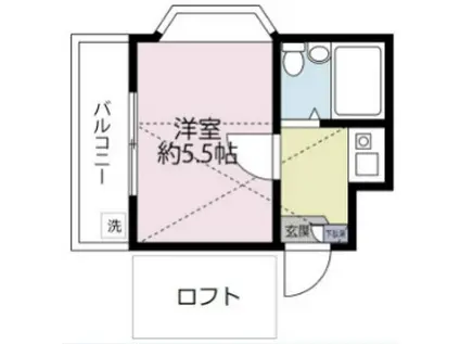FLATーB(1K/2階)の間取り写真