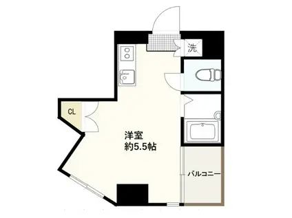 トーツーレジデンス汐留(ワンルーム/12階)の間取り写真