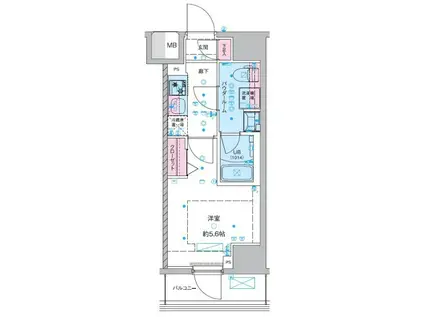 ジェノヴィア西川口III(1K/6階)の間取り写真