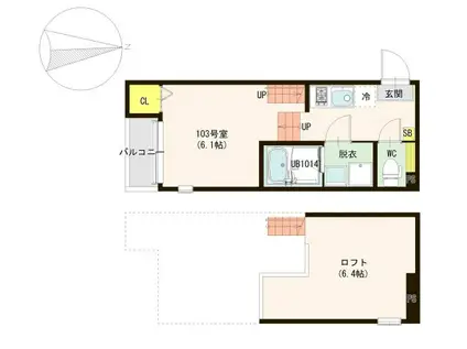 クラウドパレス薬師堂(1K/1階)の間取り写真