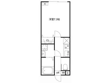 MQUARTO堀切菖蒲園(1K/1階)の間取り写真