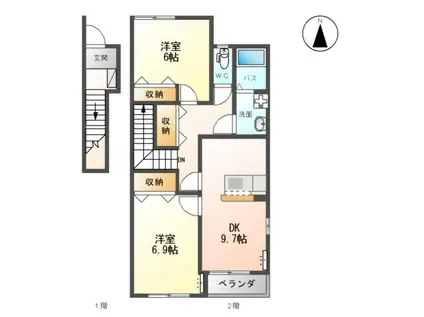 グリーンヒルズI(2DK/2階)の間取り写真