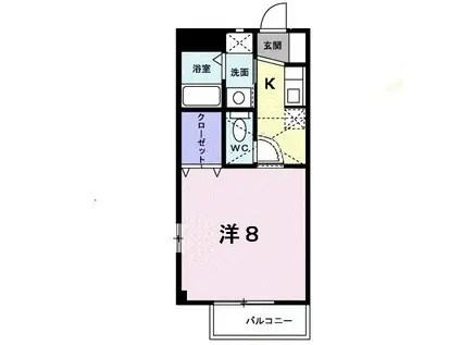 ソレイユ開成B(1K/1階)の間取り写真