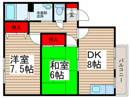 アルシュ5(2DK/2階)の間取り写真