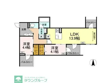 セレスティア中野上高田(2LDK/2階)の間取り写真