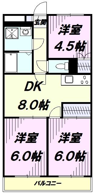 ルネサス21(3DK/4階)の間取り写真