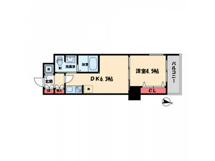 TLRレジデンス本町ウエスト(1DK/10階)の間取り写真