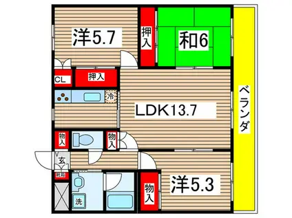 第5森下ビル(3LDK/4階)の間取り写真