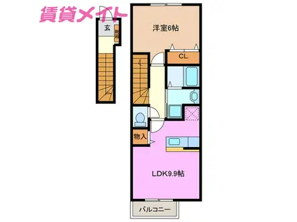 フォレストサイド(1LDK/2階)の間取り写真