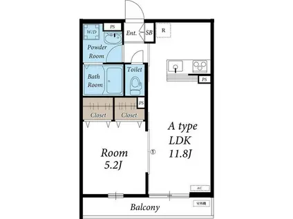 リブリ・VIENTO(1LDK/2階)の間取り写真