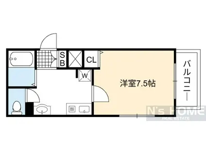 レクシア京橋TRES(1K/2階)の間取り写真