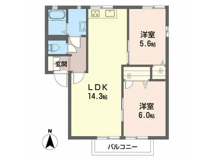 プラザマロニエ(2LDK/2階)の間取り写真