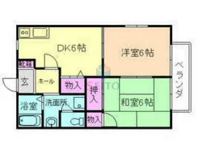 ラ・ヴェール箕輪(2DK/2階)の間取り写真