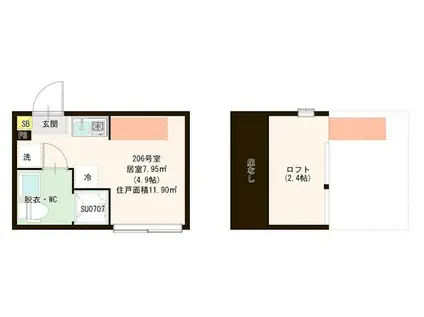 VILLETTA I 亀戸(ワンルーム/2階)の間取り写真