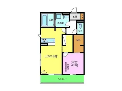 アヴェルラ堺(1LDK/1階)の間取り写真
