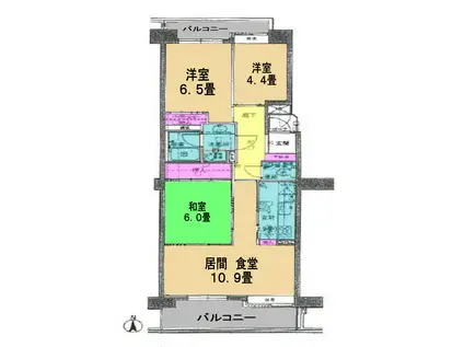 パークシティ鳥見B棟(3LDK/11階)の間取り写真