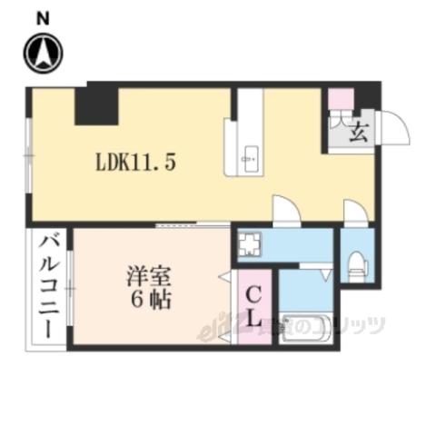 墨染コーポ(1LDK/2階)の間取り写真