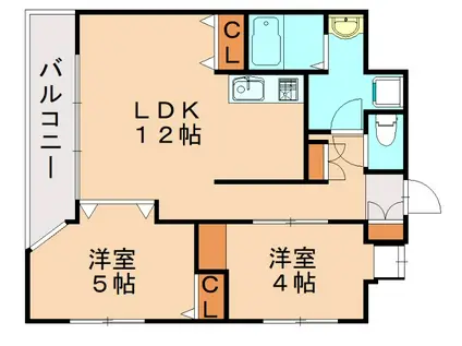 THE GRANDE HILLS(2LDK/9階)の間取り写真