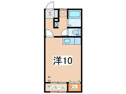 花沢アネックス(ワンルーム/2階)の間取り写真