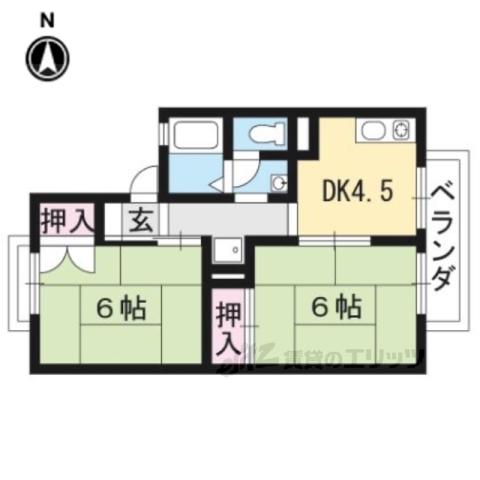 セジュールPOPO(2DK/2階)の間取り写真